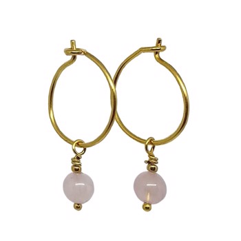 Risvig Jewelry Smukke creol ørestikker med hængende rosa kvarts